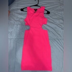 Vici Pink and Orange Ribbed Bodycon Mini Dress